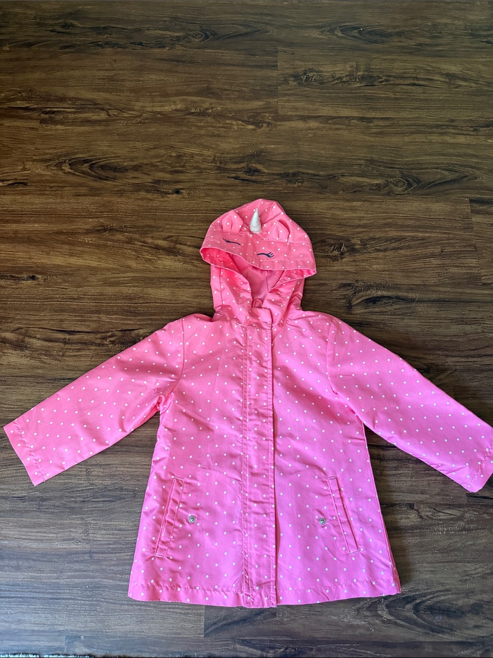 Carter's Pink Polka Dot Hooded Unicorn Raincoat